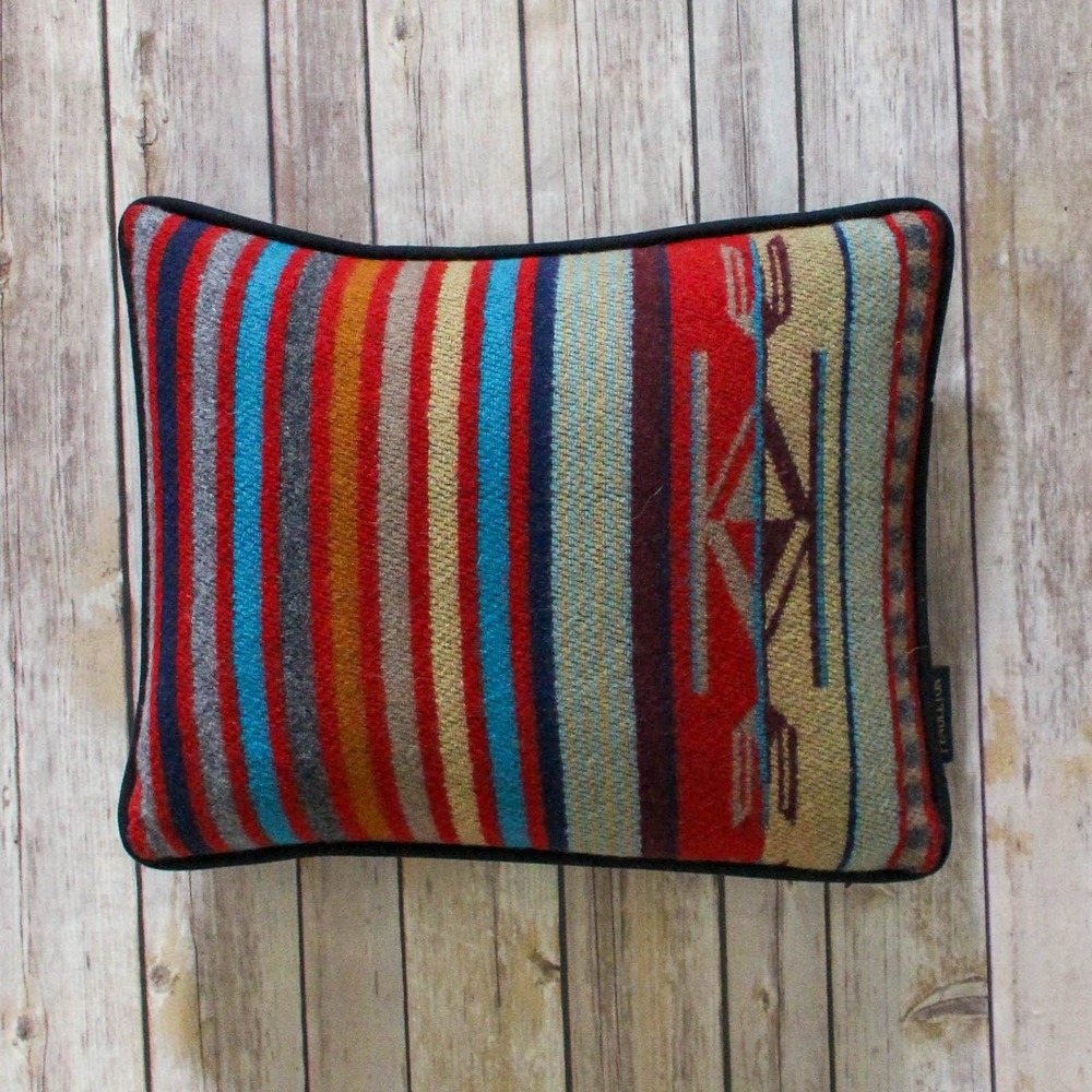 Pendleton Chimayo Throw Pillow Garnet Wool Southwestern Striped Duck Feather